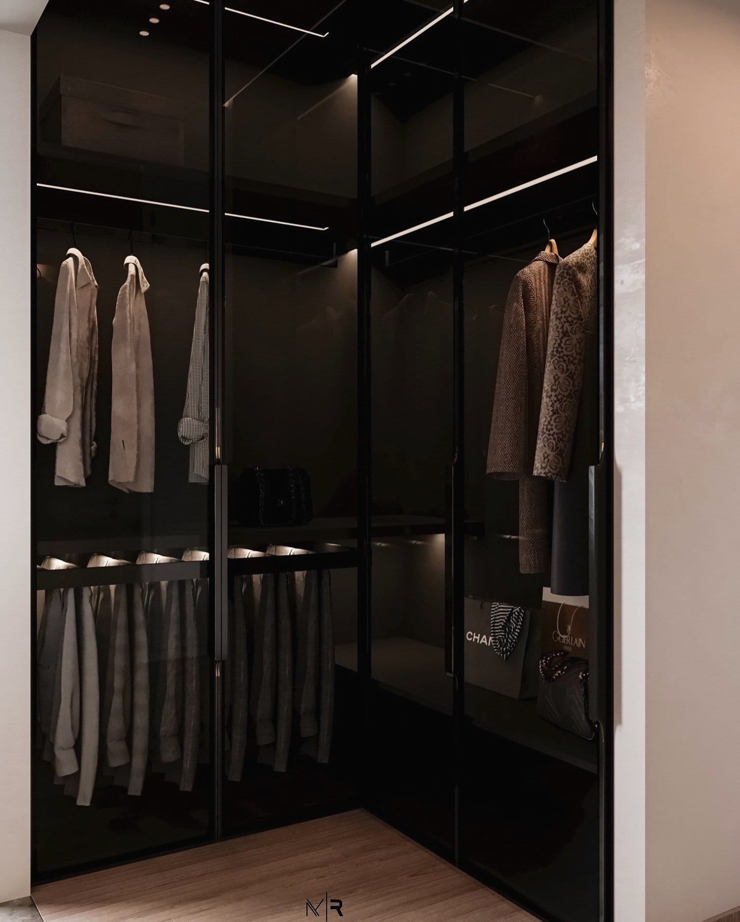 Corner Wardrobe with Glass Doors