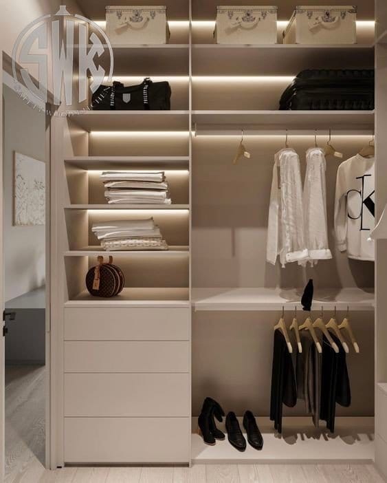 Modern small walk-in closet